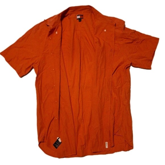 Tommy Hilfiger Men’s XL Orange Cotton Check Short Sleeve Button-Down Shirt - Picture 2 of 6
